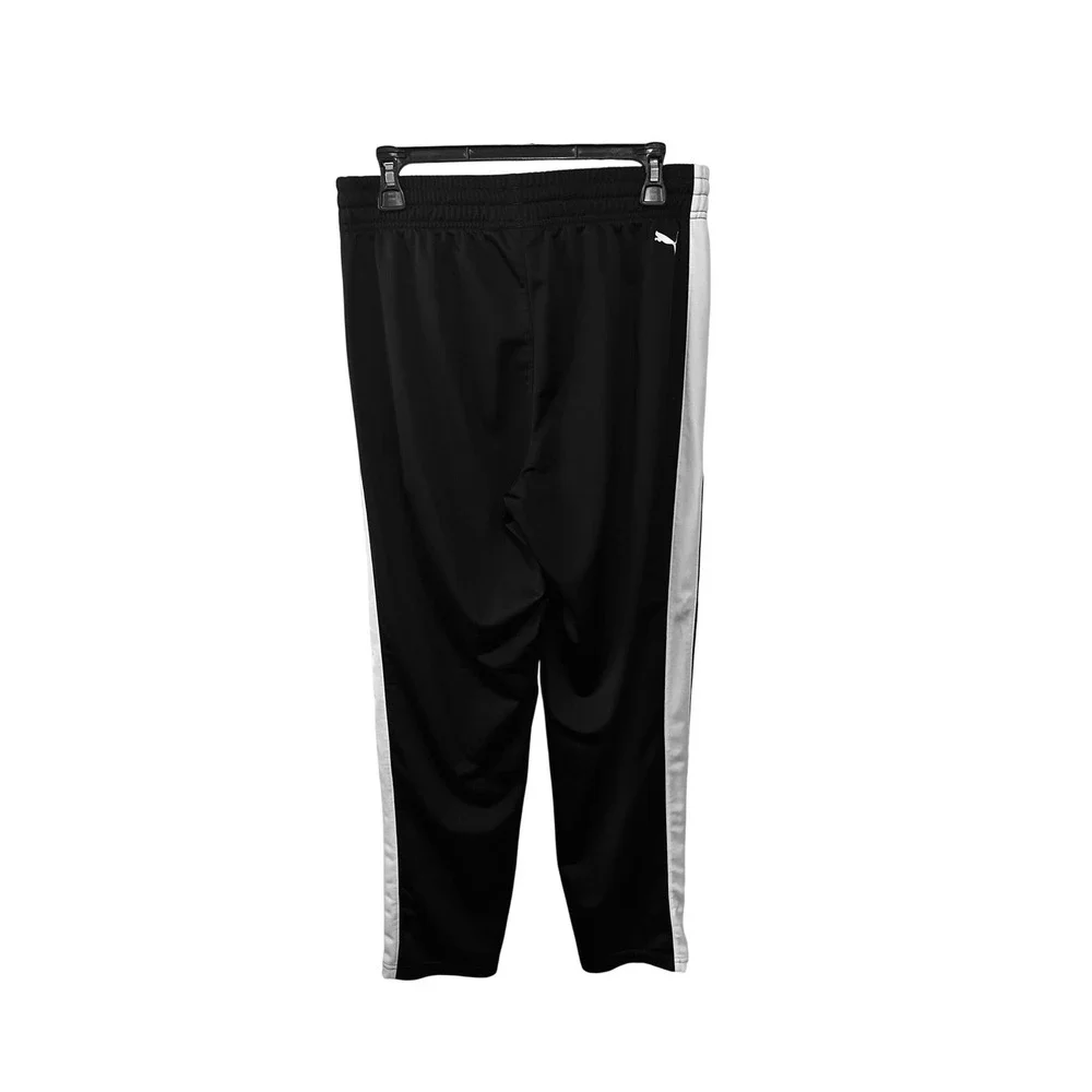 Puma Mens Track Pants Black White‎ Stripe Logo Activewear Sweatpants